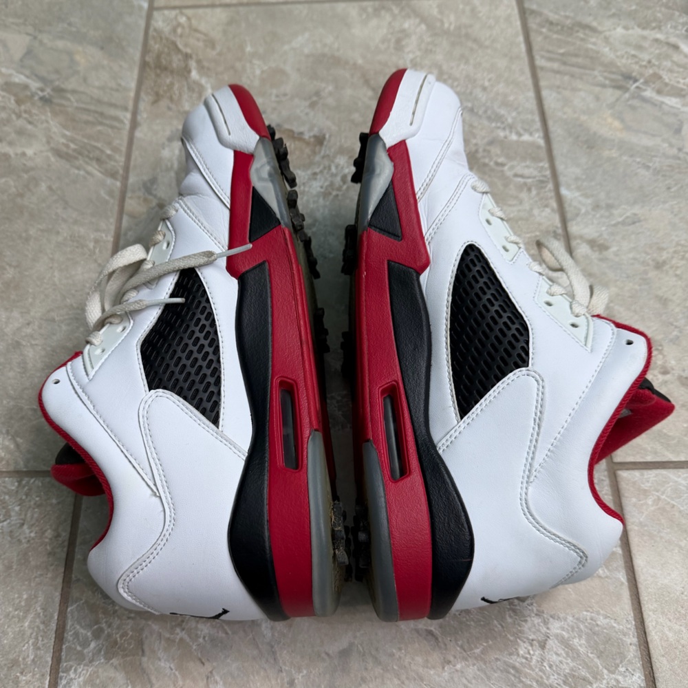 Air Jordan Retro 5 Low Fire Red Custom Men's Golf Shoes - Picture 4 of 7